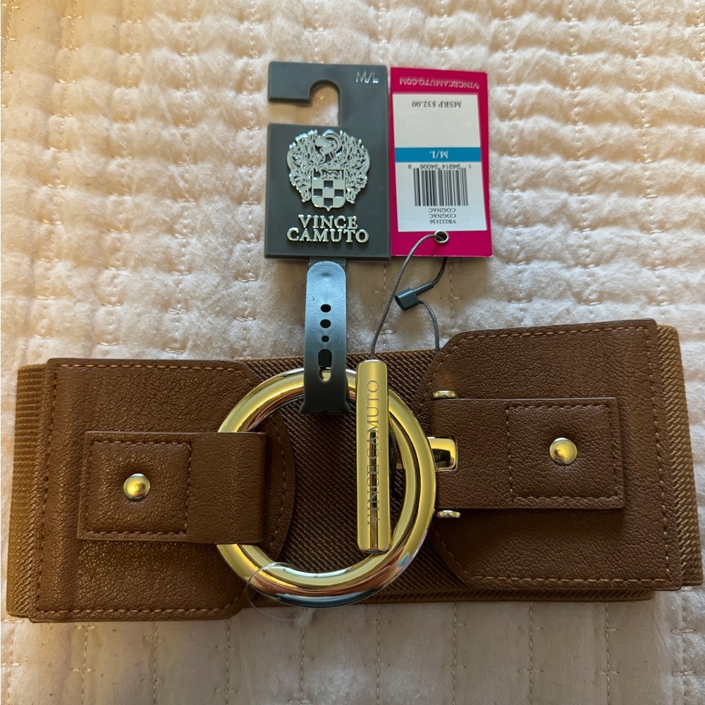 NWT Vince Camuto brown stretchy Dress Belt.